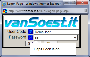 Internet Explorer 10 waarschuwt wanneer Uw Caps Lock aan staat bij het invoeren van een wachtwoord.